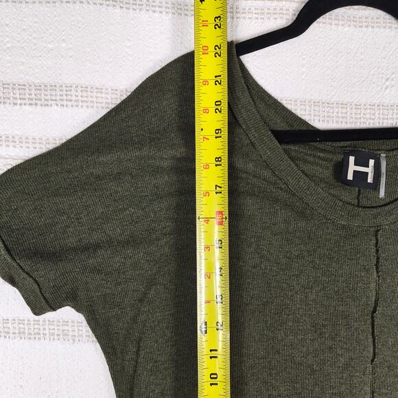 H by Bordeaux Dark Army Green Short Sleeve Top Size S Casual Tee - Picture 4 of 7
